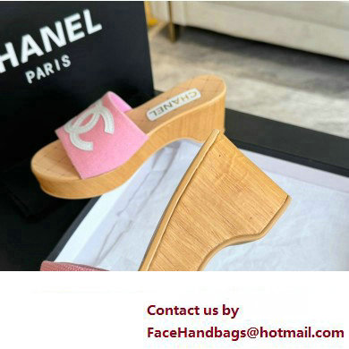 Chanel Fabric  &  Patent Calfskin Mules G45555 Pink 2024